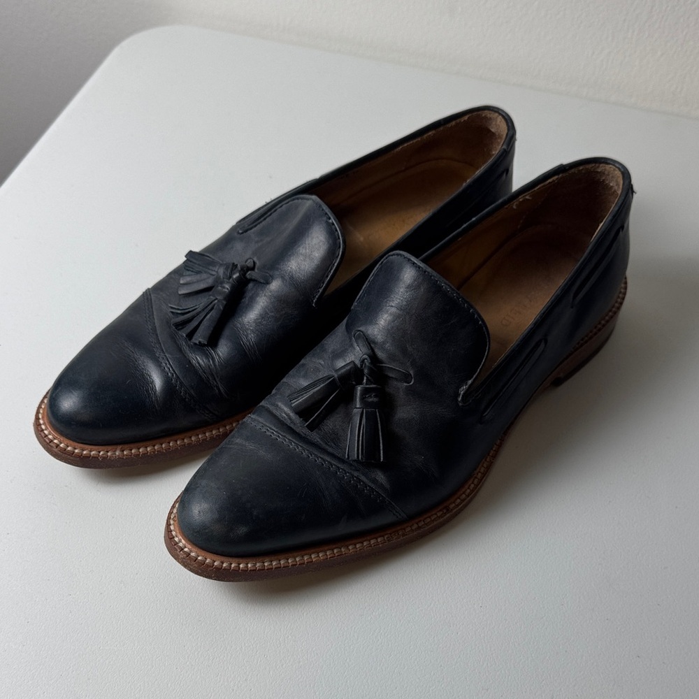 Billy Reid Women's Tassel Deep Navy Leather Loafers size 8
